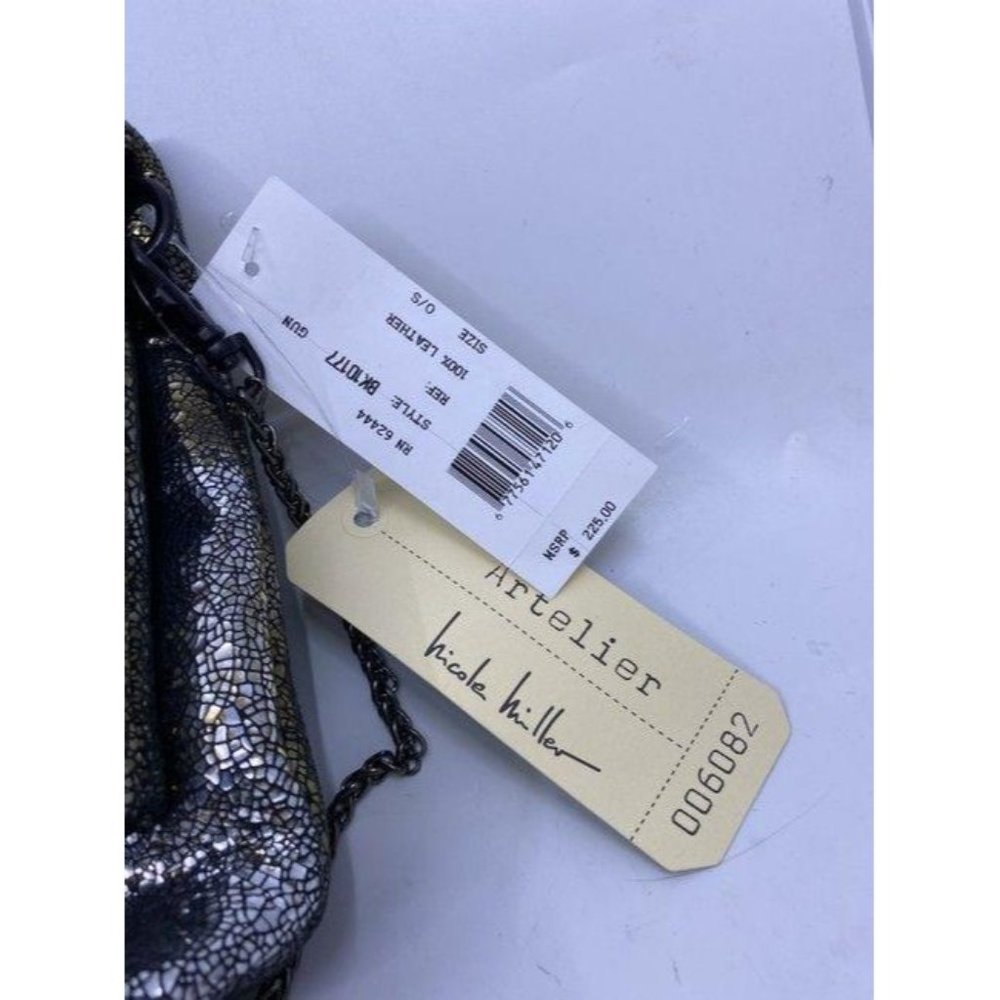 Nicole Miller Msrp Black Gold Leather Cross Body B - Picture 3 of 12